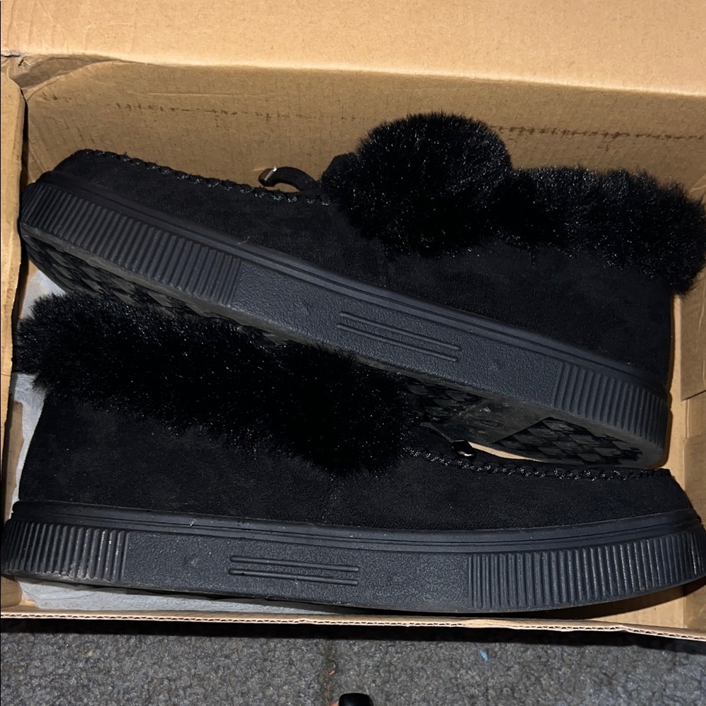 Twin-Set Black Fur Sandals
